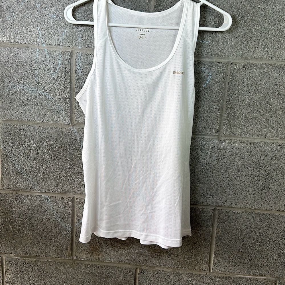 Reebok tank top white and gold size Large